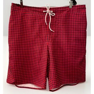 St. John's Bay Red/Navy Gingham Swim Shorts Men's Size 2XL NWT Beach Cruise Pool